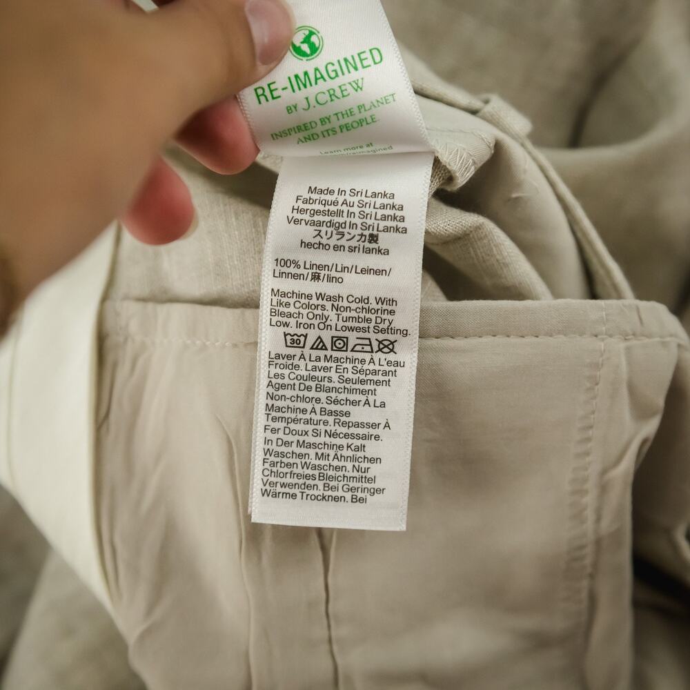 J. Crew Size 12 Essential Wide Leg Pant Beige Solid 100% Linen Pants NEW - Picture 7 of 8